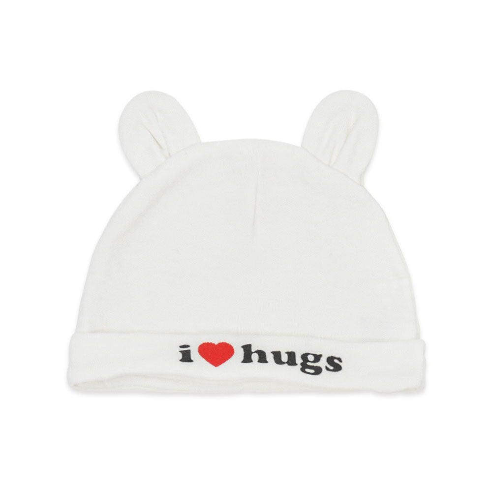 BOOTIES & CAP WHITE I HEART HUGS