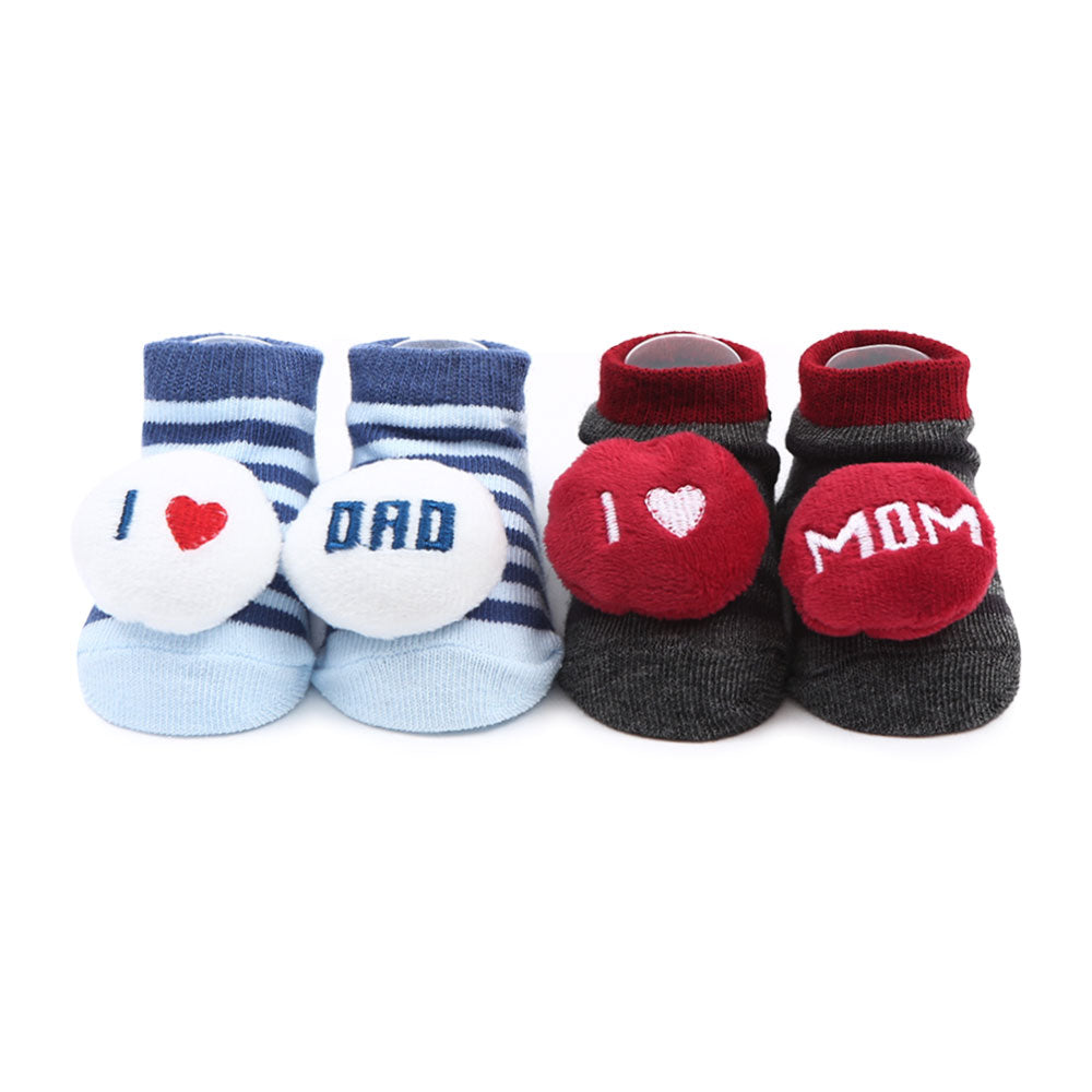 BOOTIES PK-2 DUAL COLOR PLUSHY HEARTS STRIPES