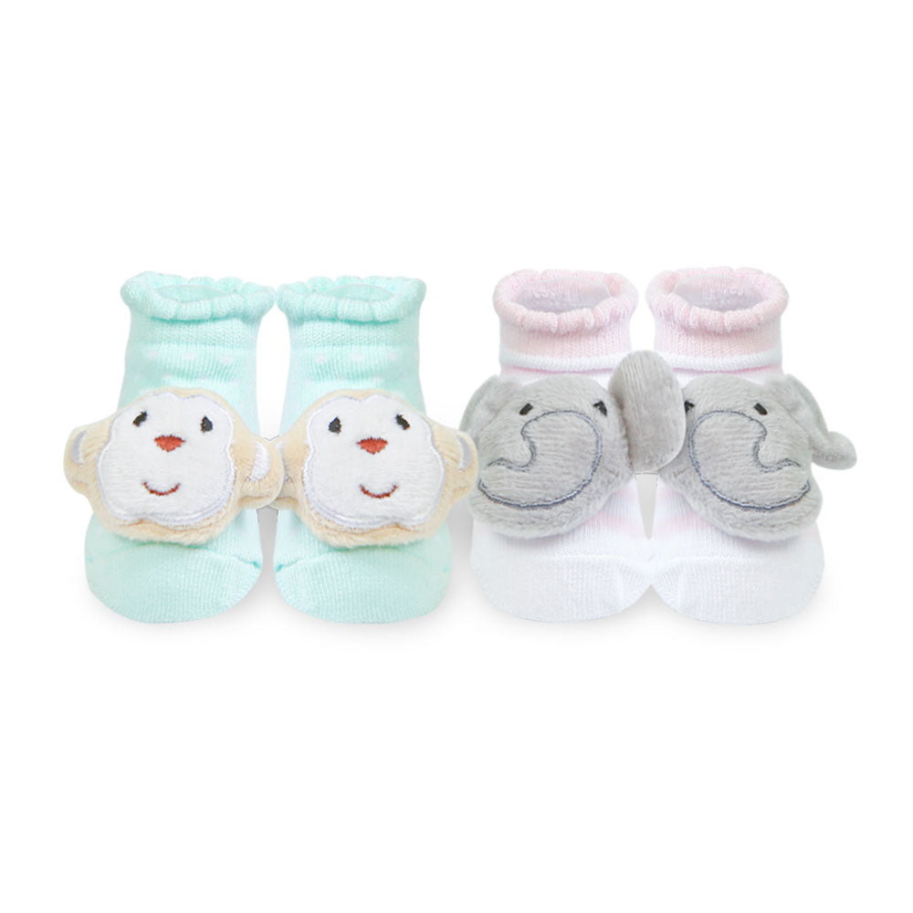 BOOTIES PK-2 MULTI-COLOR ELEPHANT & MONKEY