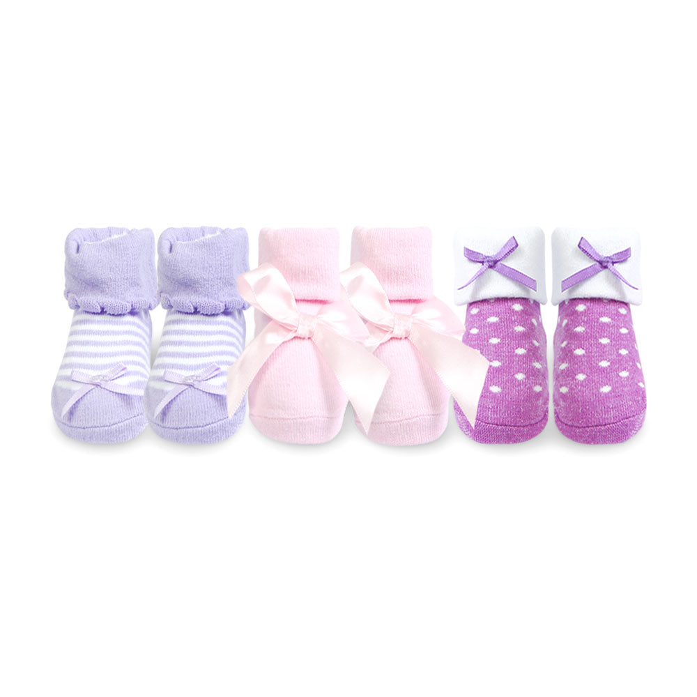 BOOTIES PK-3 MULTI-COLOR STRIPES BOW