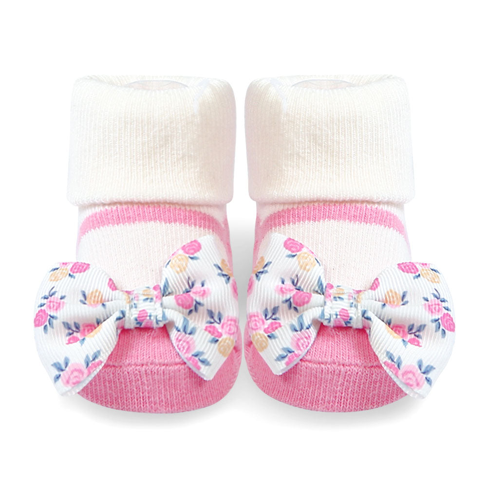HEAD BAND PK-2 & BOOTIES PK-2 PINK FLORAL