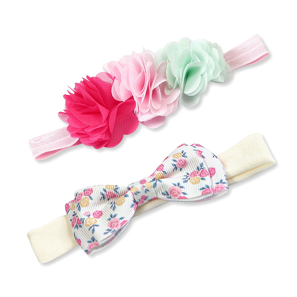 HEAD BAND PK-2 & BOOTIES PK-2 PINK FLORAL