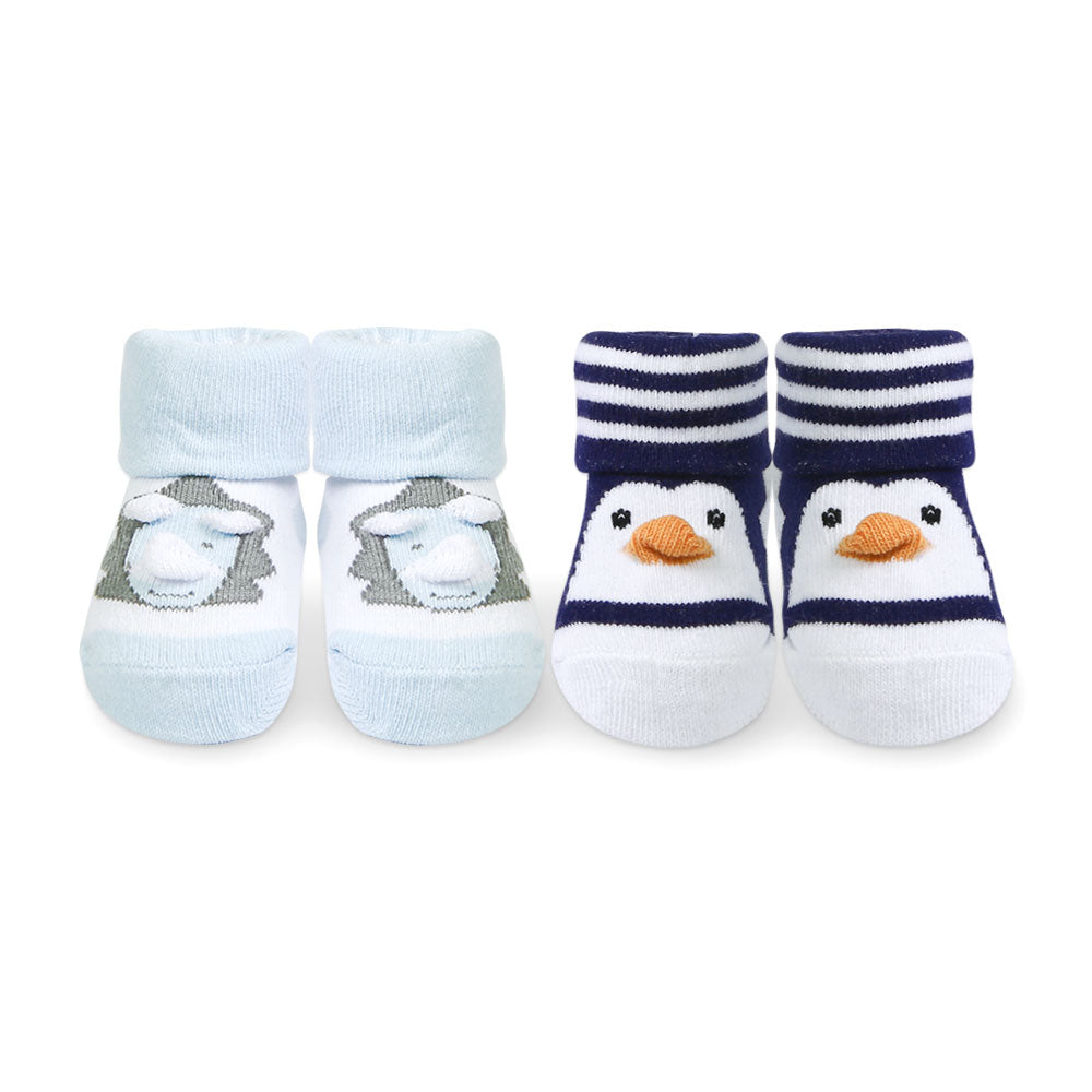 BOOTIES PK-2 BLUE PENGUIN & LION
