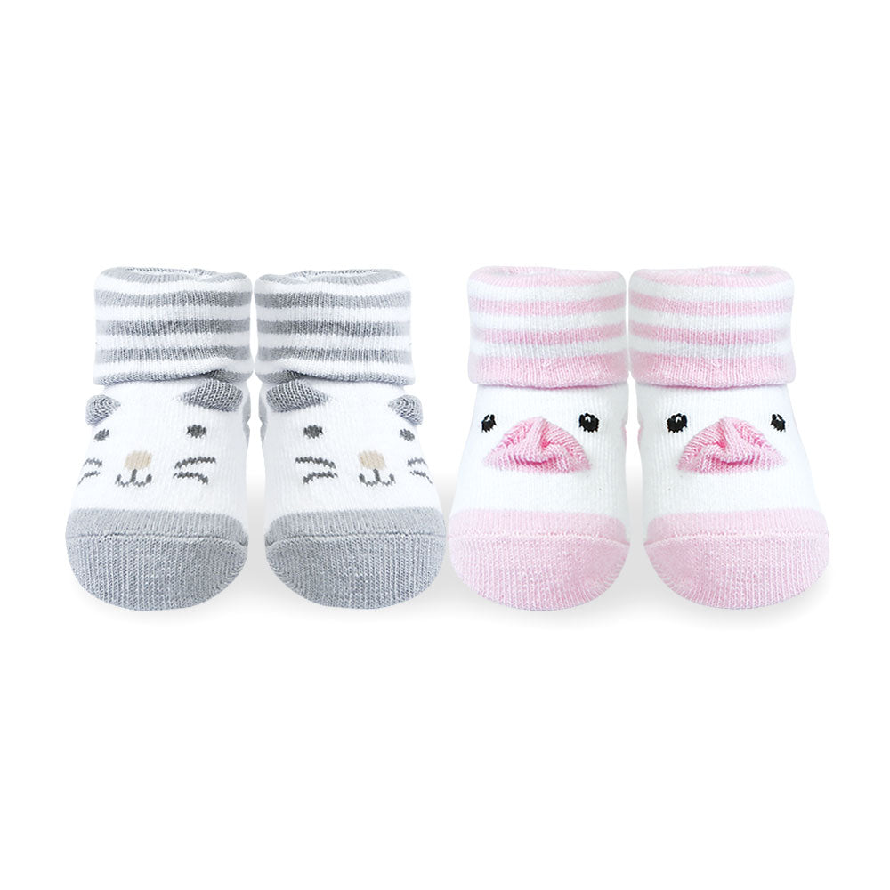 BOOTIES PK-2 MULTI-COLOR KITTY & DUCKY