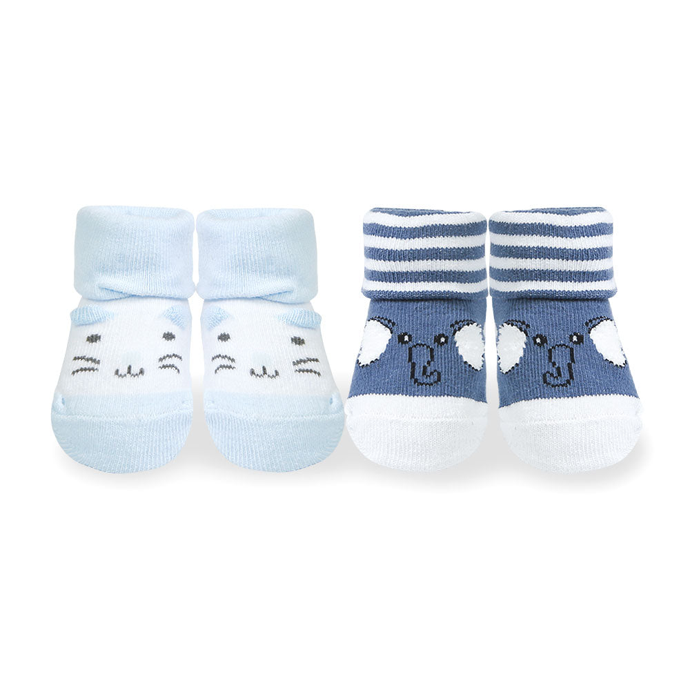 BOOTIES PK-2 BLUE ELEPHANT & KITTY