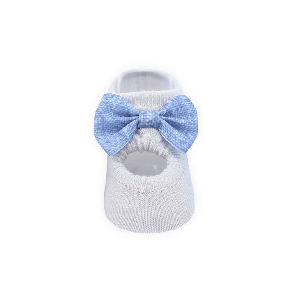 BOOTIES PK-2 BLUE & GREY MOON BOW BOOTIES SET