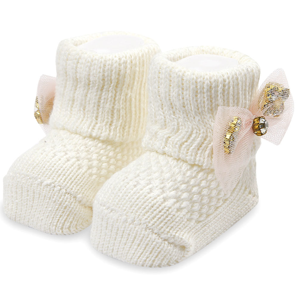 BOOTIES GIRL CREAM BOW