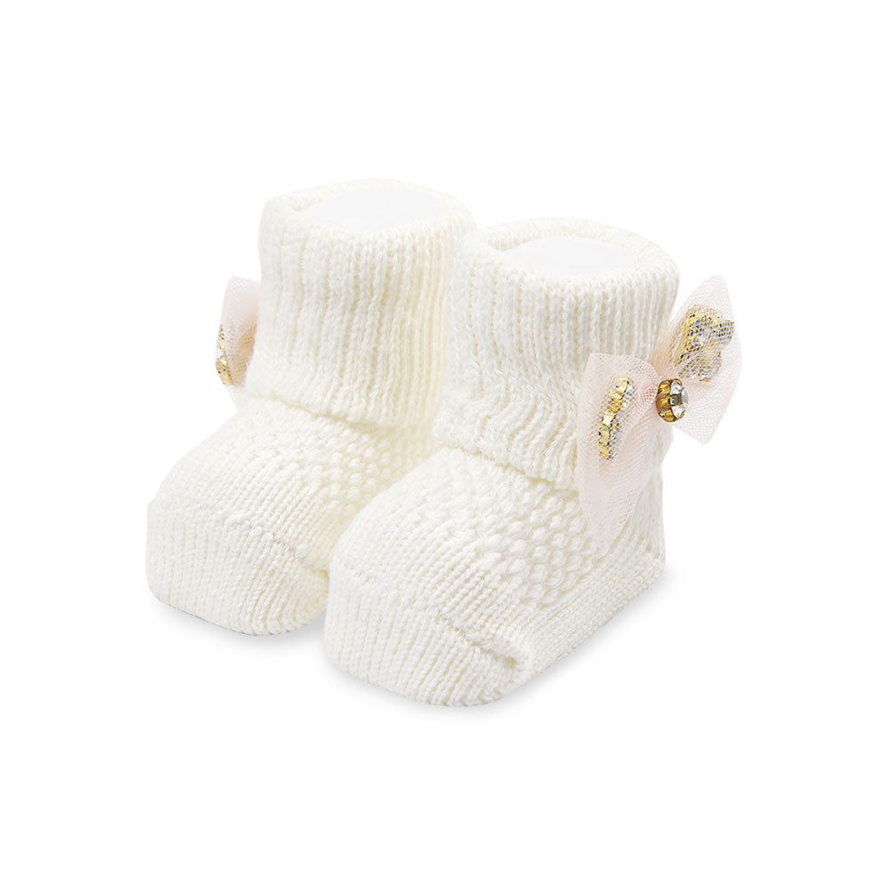 BOOTIES GIRL CREAM BOW