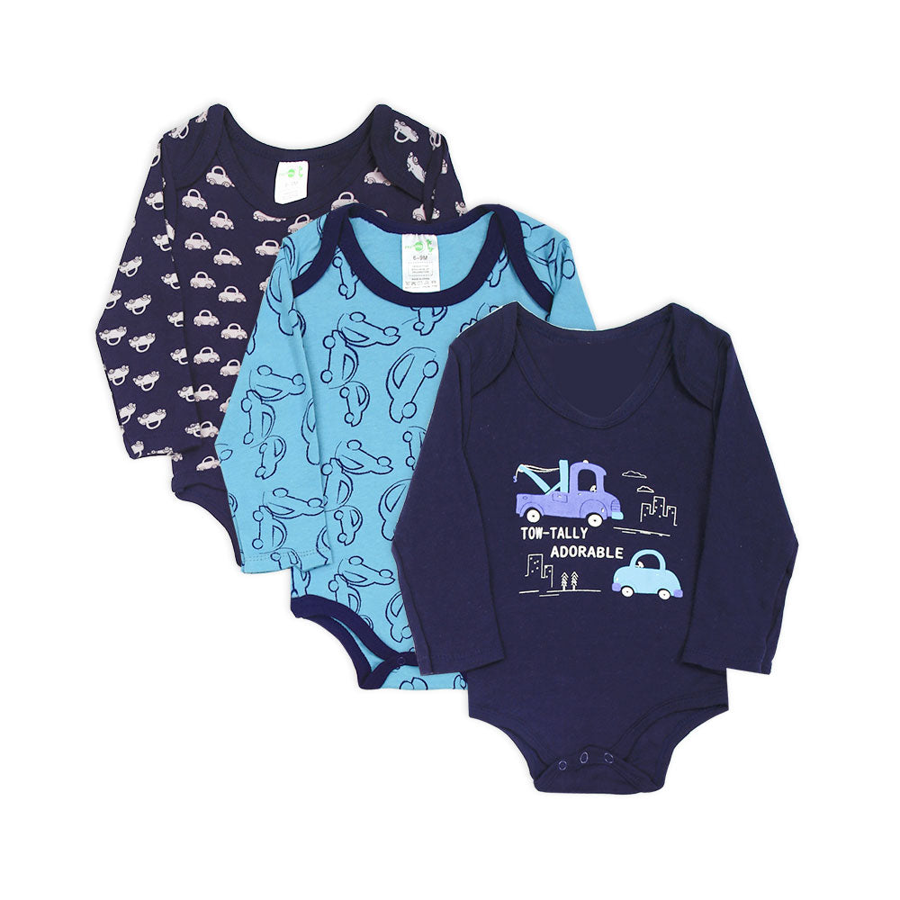 BOY BODY SUIT PK-3 FULL SLEEVE CARS