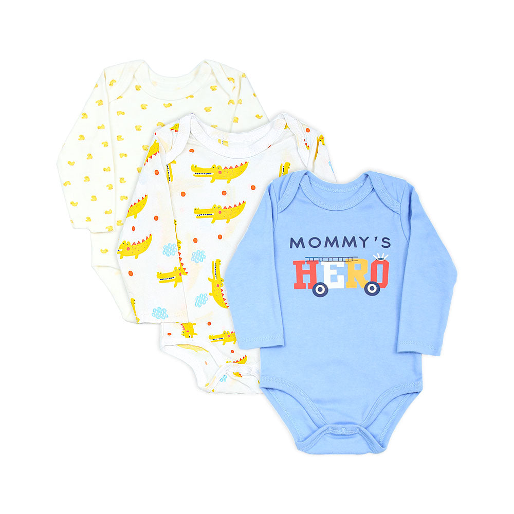 BOY BODY SUIT PK-3 FULL SLEEVE MOMMY'S HERO
