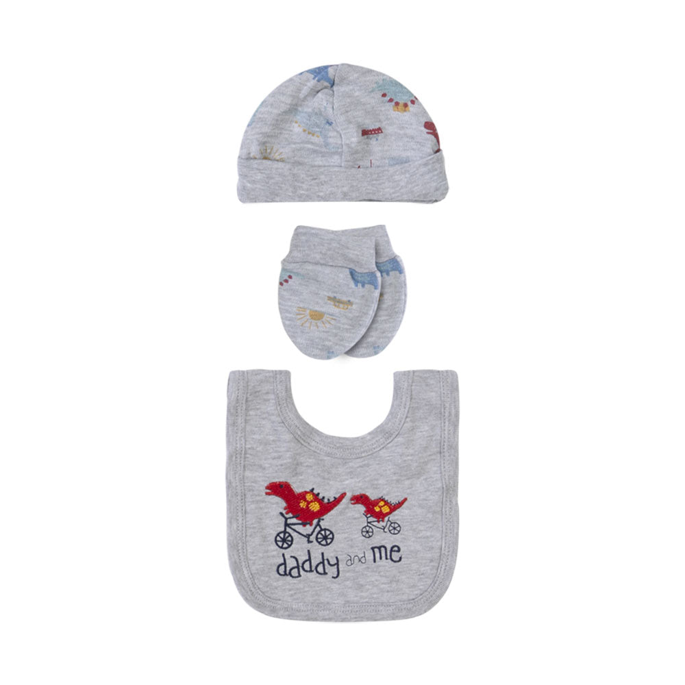 BABY BOY GIFT SET GREY CYCLIN' DINO