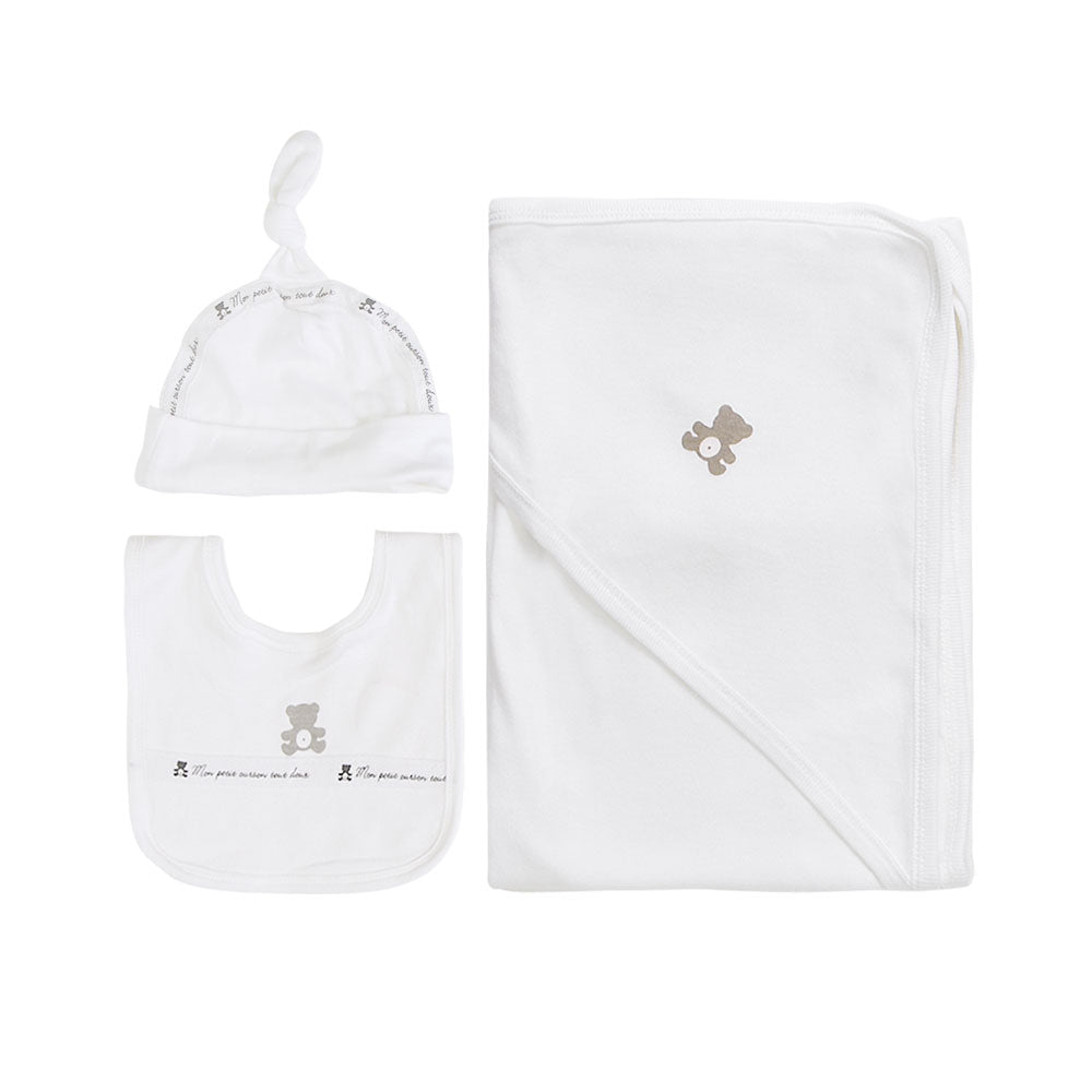 BABY BOY GIFT SET WHITE TEDDY