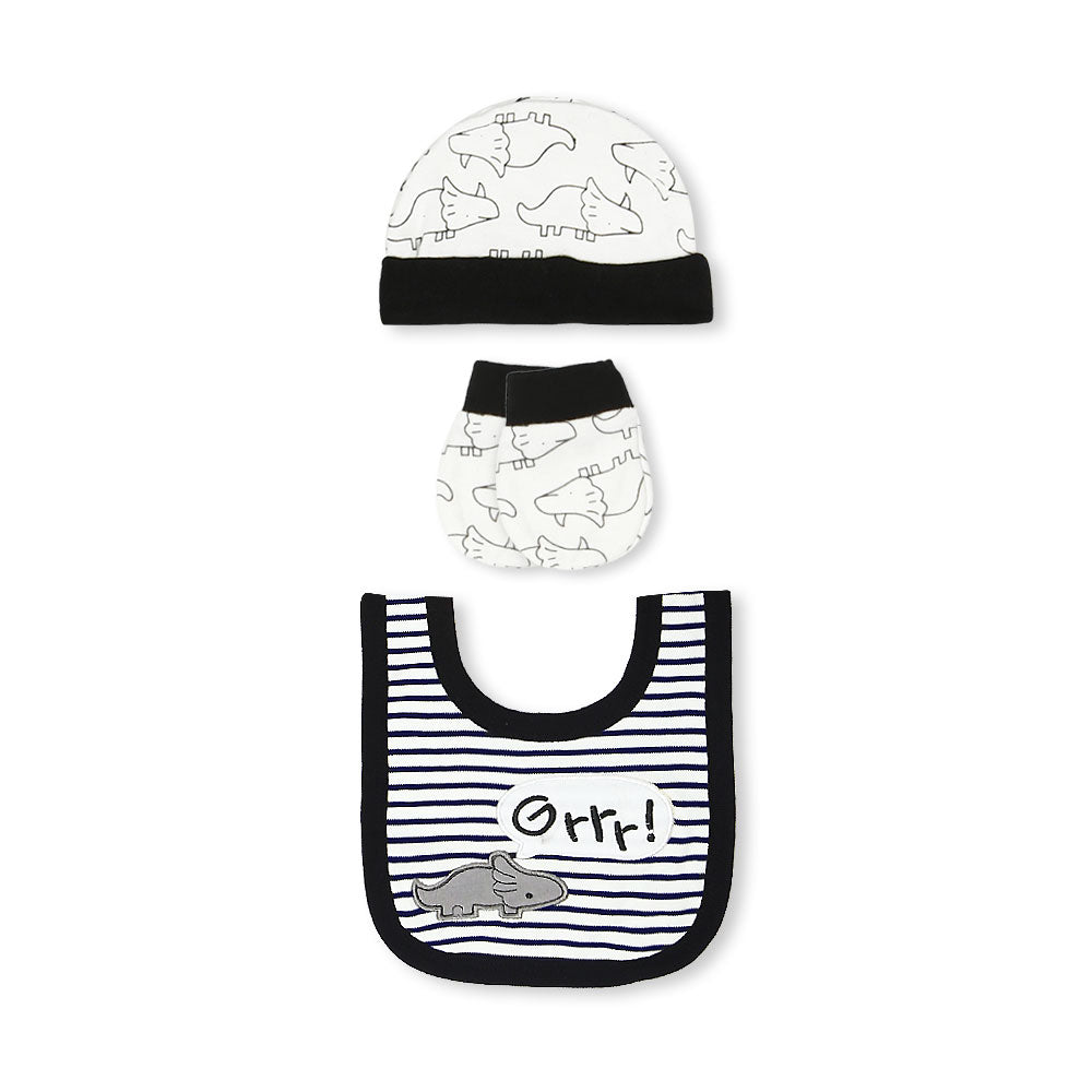 BABY BOY GIFT SET BLACK STRIPES DINO