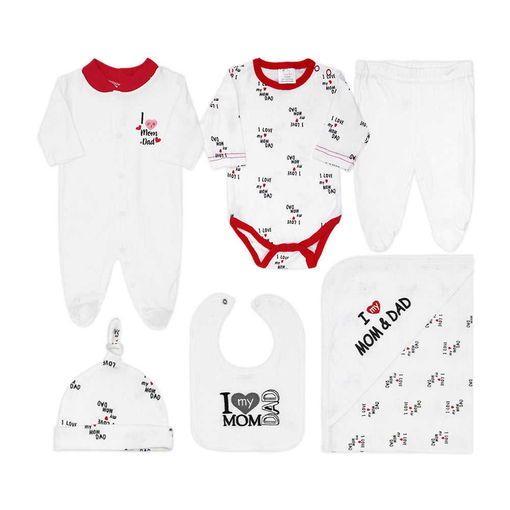 BABY BOY GIFT SET WHITE I LOVE MOM DAD