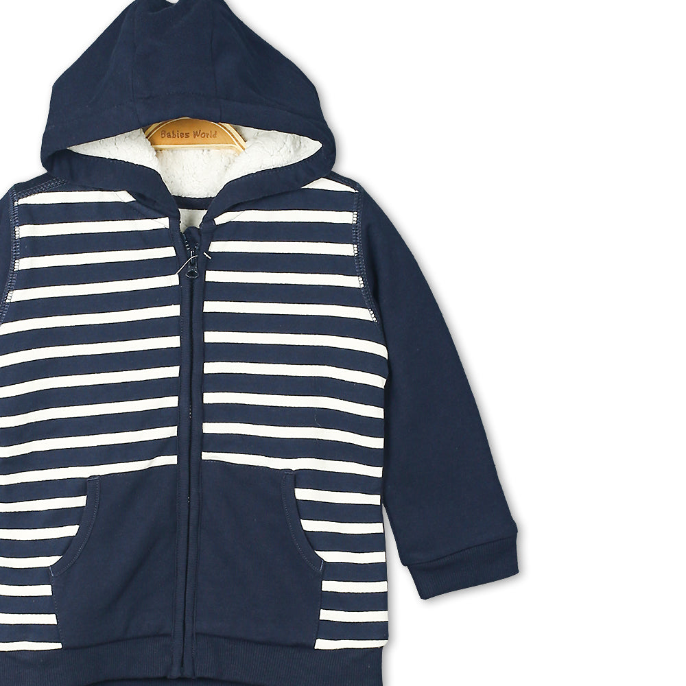 BOY JACKET NAVY STRIPED SHERPA