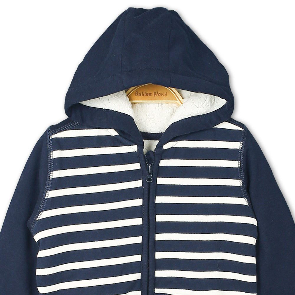 BOY JACKET NAVY STRIPED SHERPA