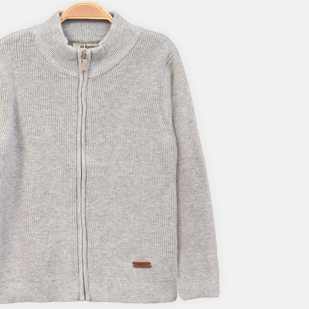 BOY JACKET ASH GREY CREW NECK SWEATER