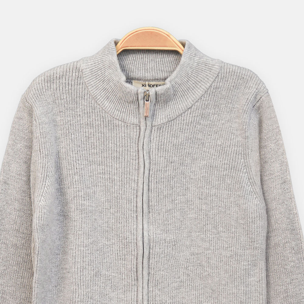 BOY JACKET ASH GREY CREW NECK SWEATER