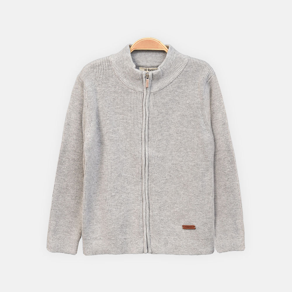 BOY JACKET ASH GREY CREW NECK SWEATER