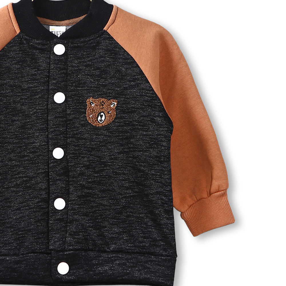 BOY JACKET CHARCOAL FLEECE BEAR