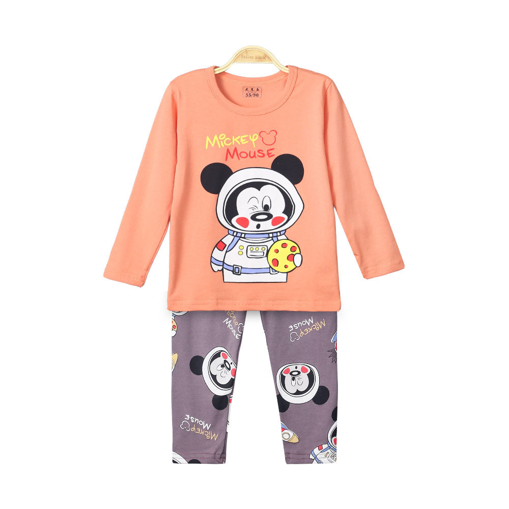 BOY NIGHT SUIT PEACH MICKEY MOUSE