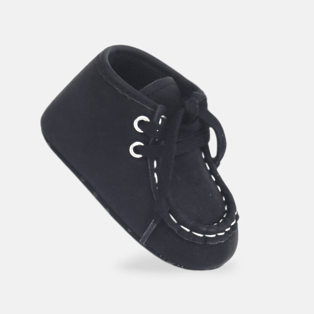 BOY PRE WALKER SHOES BLACK MOCCASINS