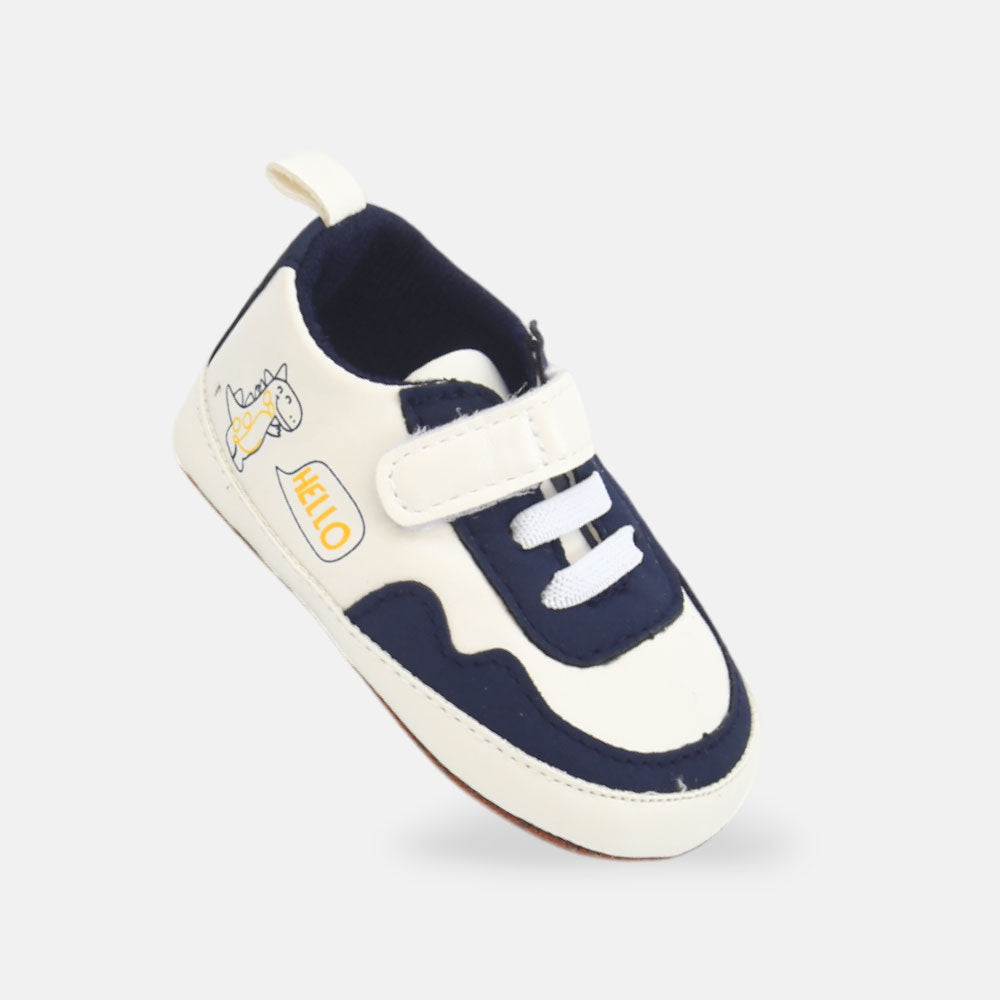 BOY PRE WALKER SHOES WHITE AND NAVY