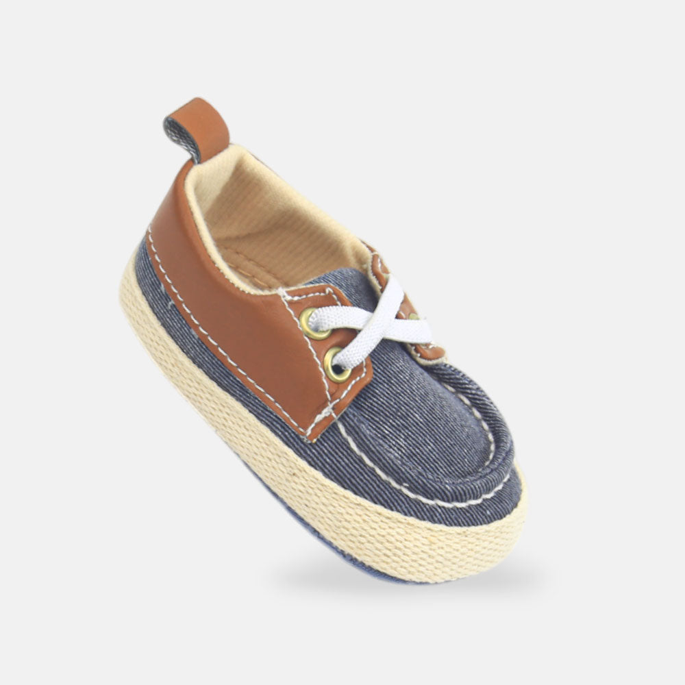 BOY PRE WALKER SHOES DENIM AND BROWN