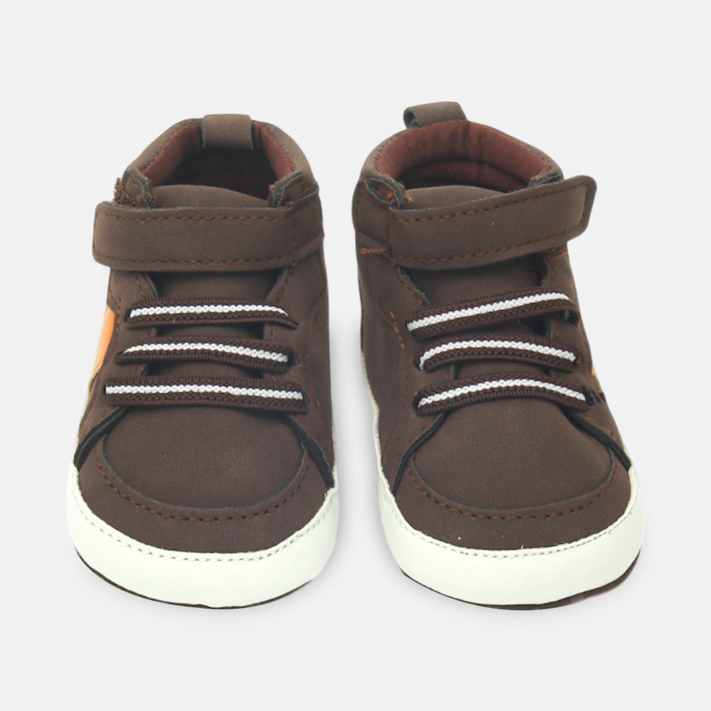BOY PRE WALKER SHOES BROWN HIGH-TOPS