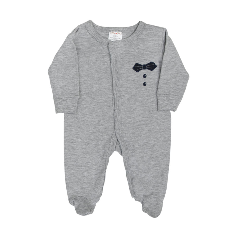 SLEEP SUITS / ROMPERS BOYS PK-3 GREY LIL GENTLEMAN