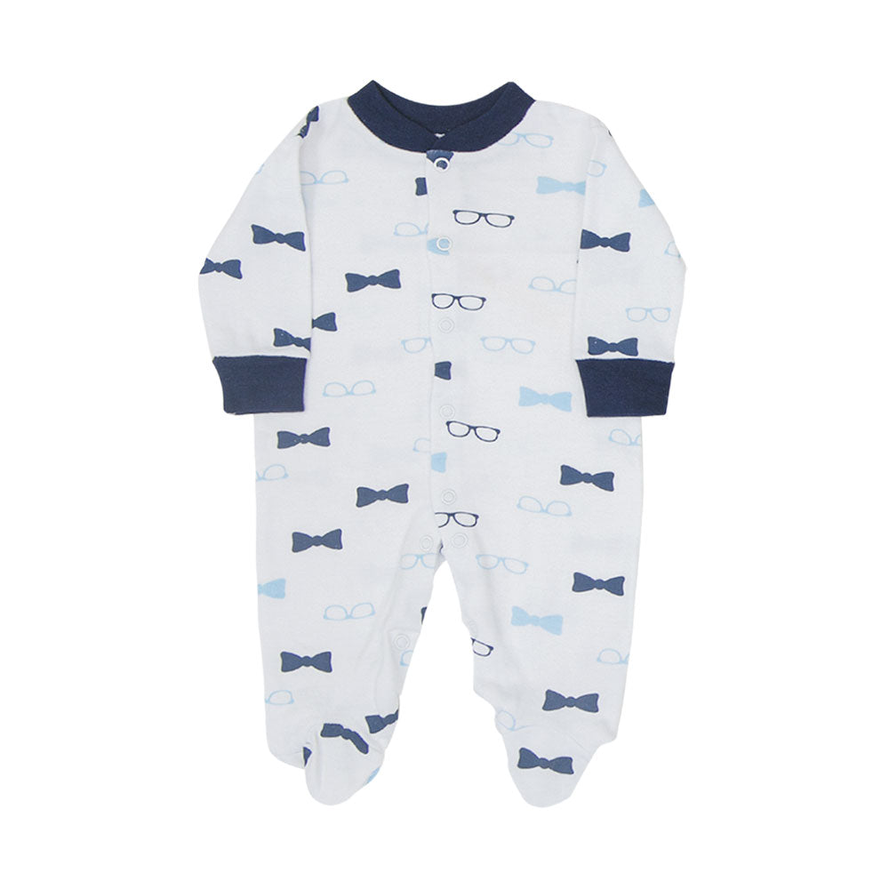 SLEEP SUITS / ROMPERS BOYS PK-3 BLUE NERDY BEAR