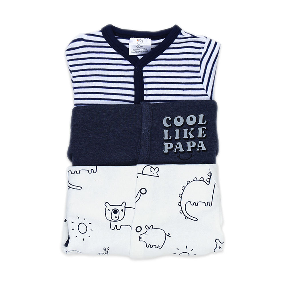 SLEEP SUITS / ROMPERS BOYS PK-3 MULTI-COLOR ANIMAL KINGDOM