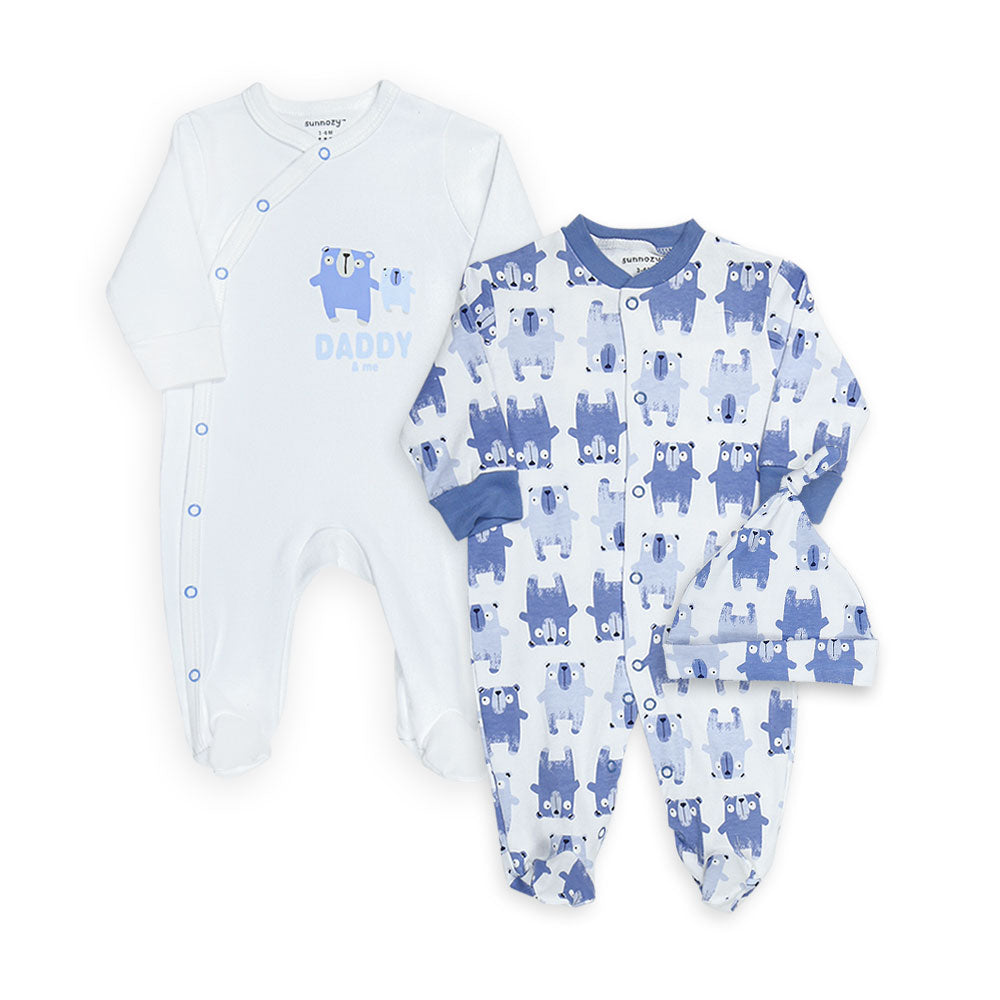 ROMPER BOYS PK-2 & HAT WHITE DADDY & ME