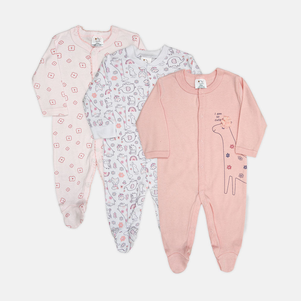 ROMPER GIRLS PK-3 LUXE COTTON PINK & LAVENDER