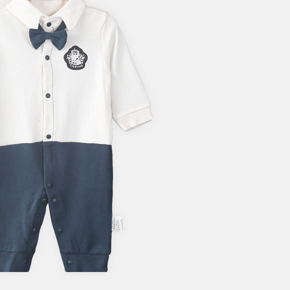 BOY ROMPER NAVY BOW