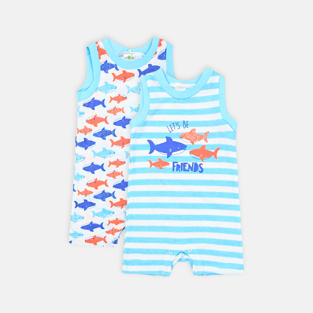 BOY ROMPER PK-2 SHARK BUDDIES
