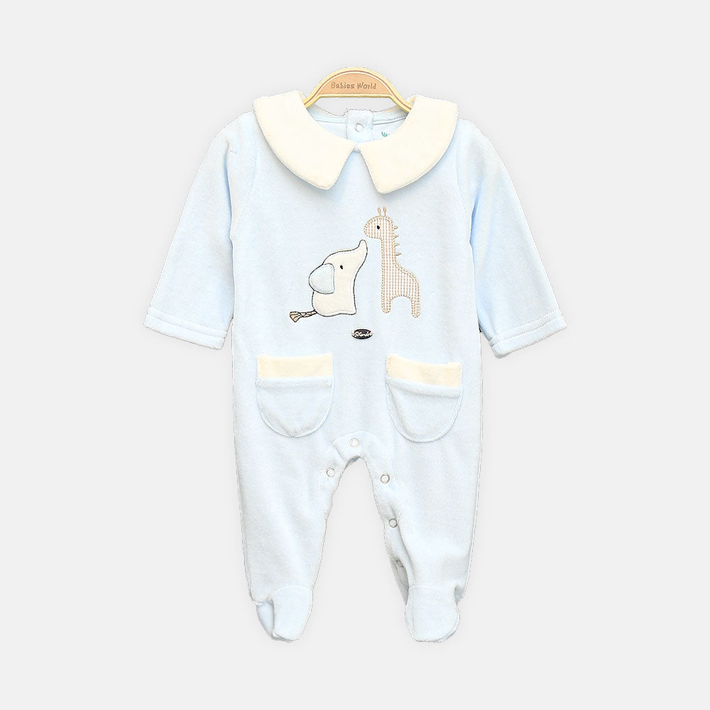 BOY ROMPER WHISPERS OF THE WILD ONESIE LIGHT BLUE