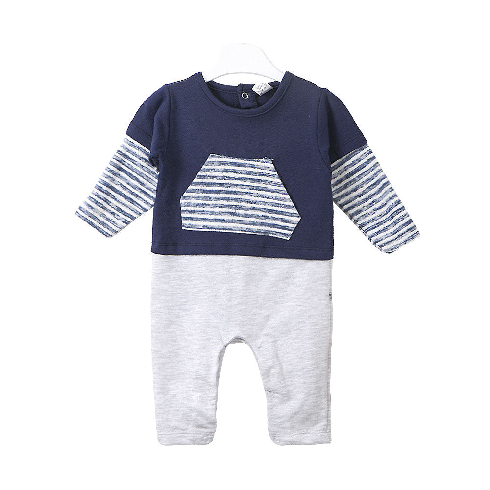 BOY ROMPER NAVY STRIPES