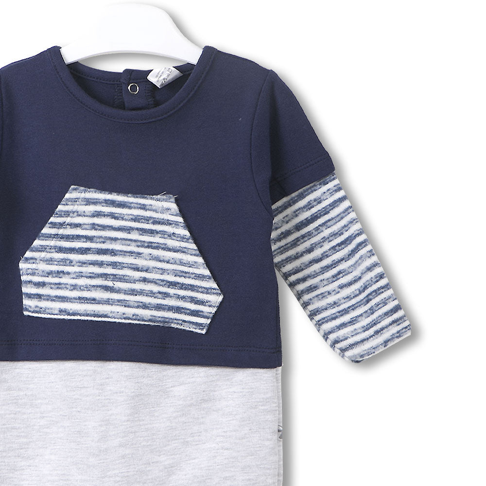 BOY ROMPER NAVY STRIPES