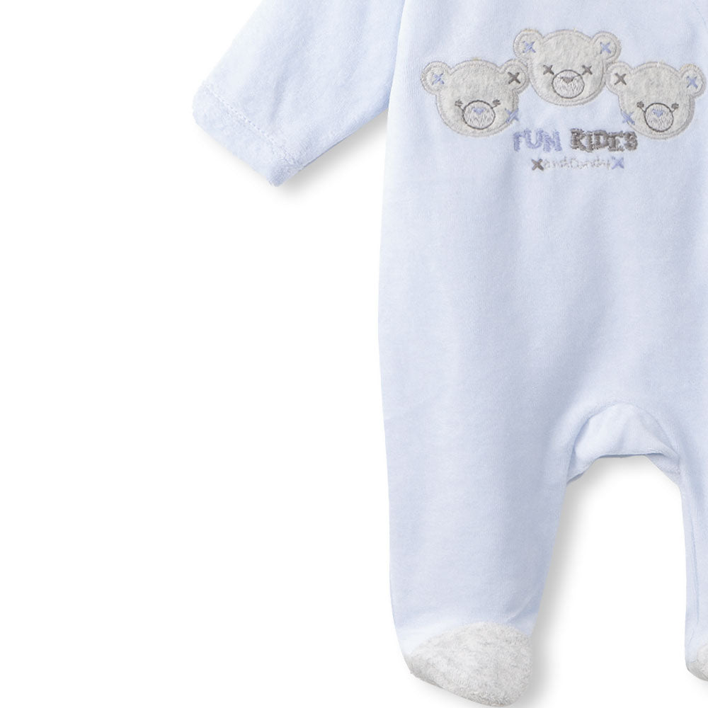 BOY ROMPER SKY BLUE VELVET FUN RIDES