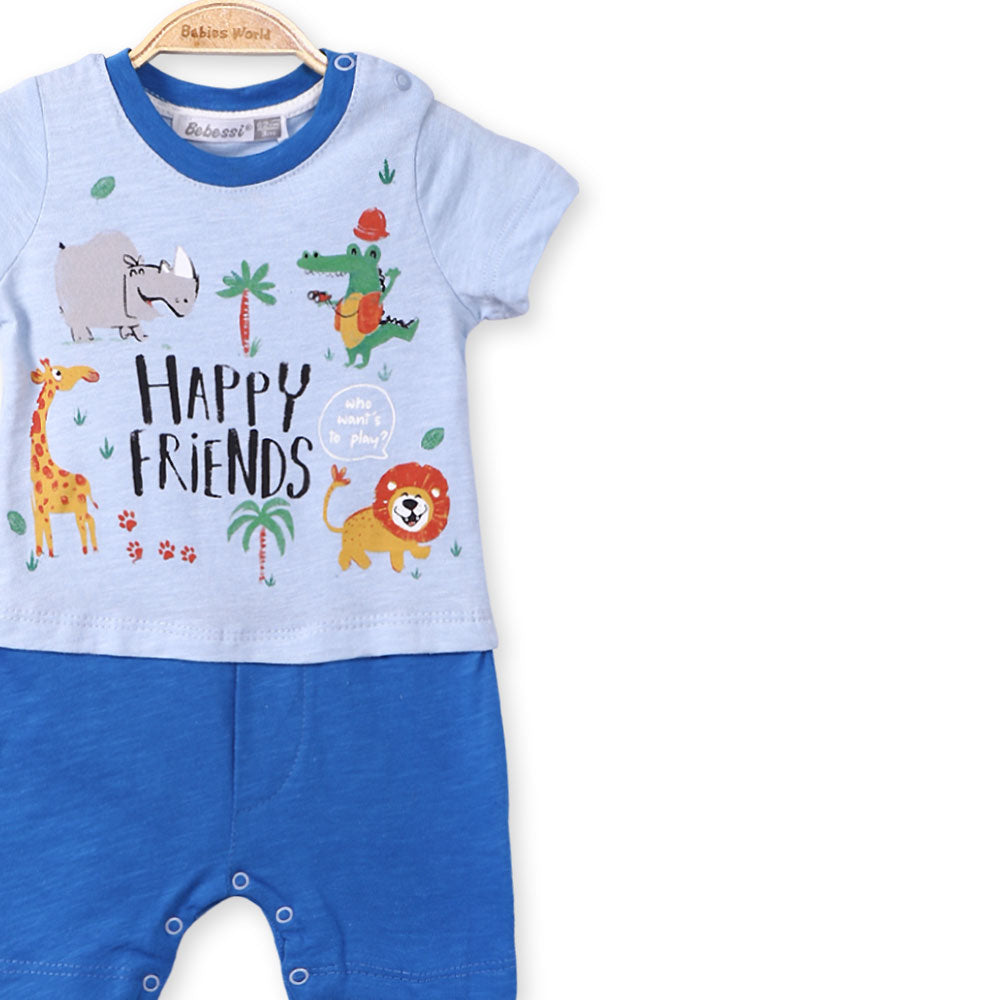 BOY ROMPER BLUE HAPPY FRIENDS