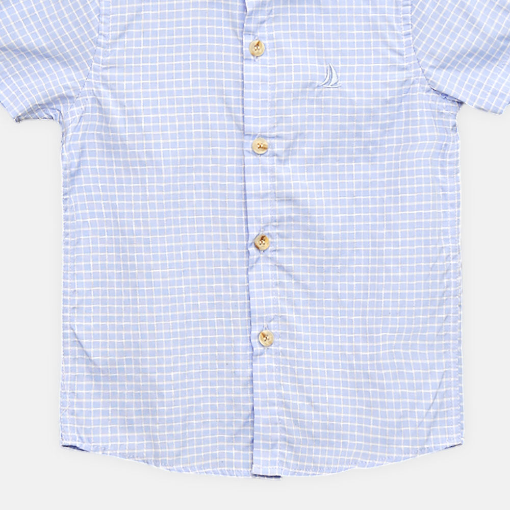 BOY SHIRT SKY BLUE CHECKER TEXTURED HALF-SLEEVE