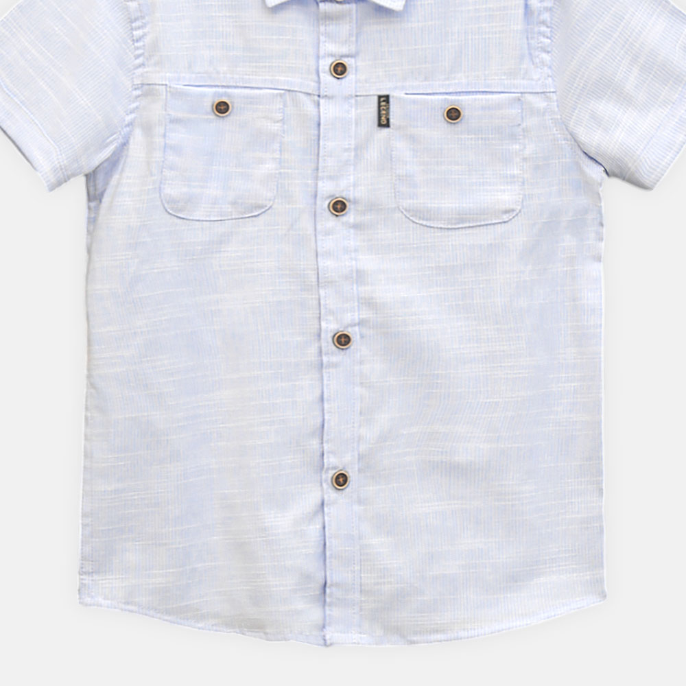 BOY SHIRT LIGHT BLUE CHECKED SHORT-SLEEVE