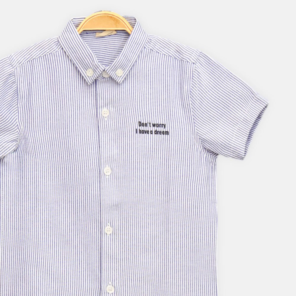 BOY SHIRT LIGHT BLUE STRIPED SHORT-SLEEVE