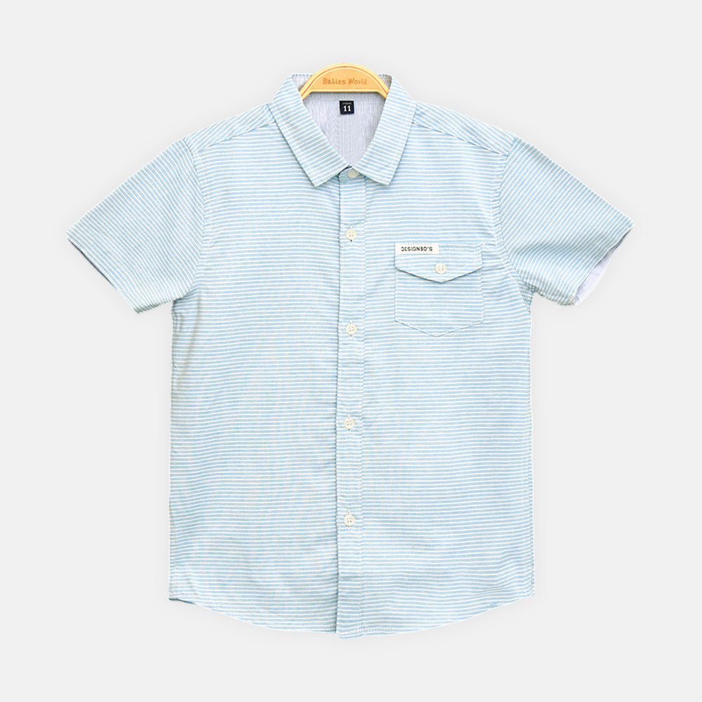 BOY SHIRT MINT GREEN STRIPED HALF-SLEEVE