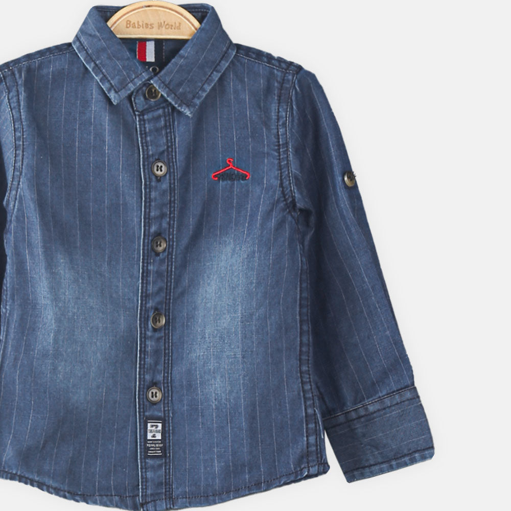 BOY SHIRT LIGHT STRIPPED DENIM