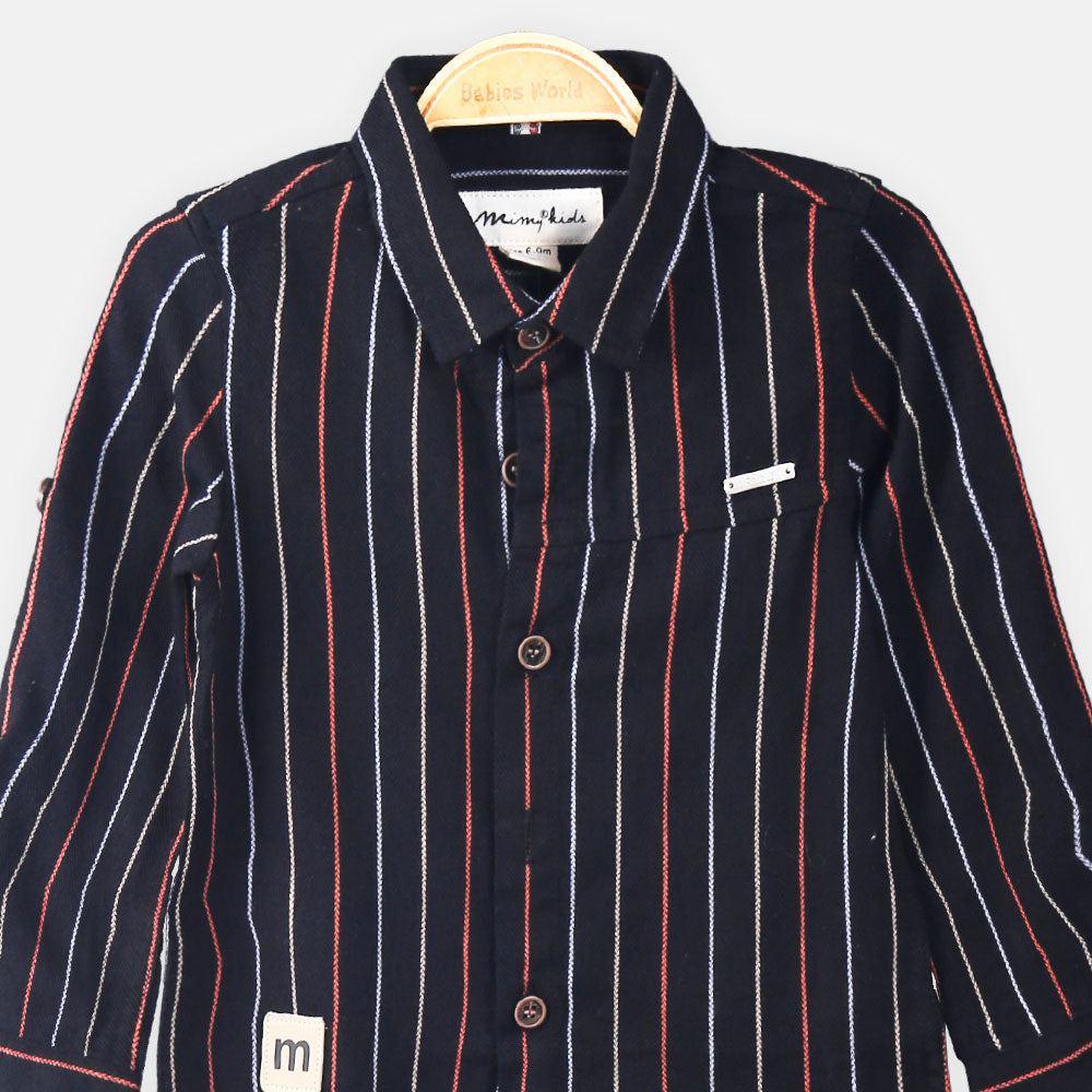 BOY SHIRT BLACK STRIPED TEXTURE