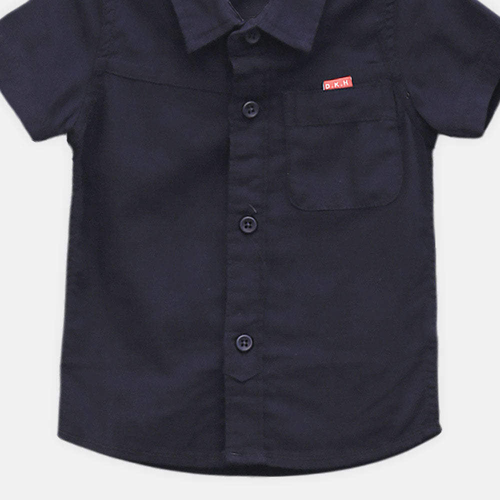 BOY SHIRT NAVY BLUE HALF-SLEEVE