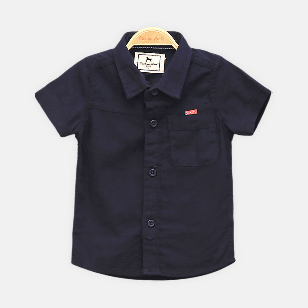BOY SHIRT NAVY BLUE HALF-SLEEVE