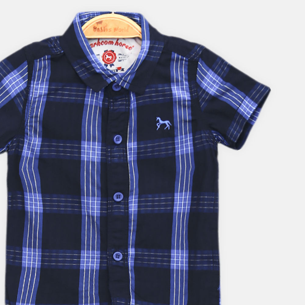BOY SHIRT BLUE AND BLACK CHECKER HALF-SLEEVE